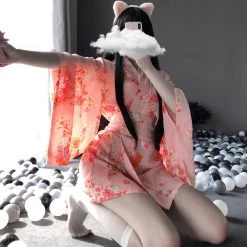 Juwas CLOTHING Sexy Cherry Blossom Yukata Set Costume