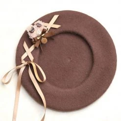 Juwas NEW ARRIVAL Sweet Retro Bear Ribbon Beret Hat