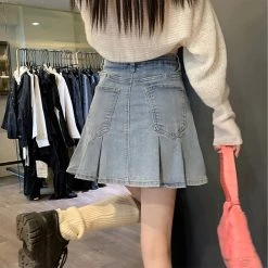 Juwas NEW ARRIVAL Vintage High Waist Denim Skirt