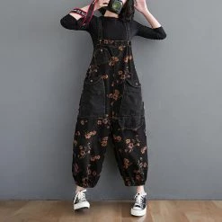 Juwas NEW ARRIVAL Vintage Flower Fall Overalls Suitpants Dungree