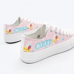 Juwas NEW ARRIVAL Japanese Yogurt Ladies Canvas Shoes- Blue And Pink