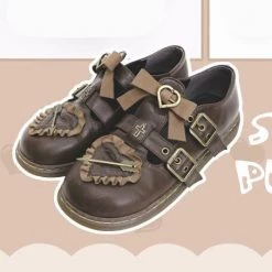 -Juwas Lolita Vintage Heart Ribbon Leather Shoes