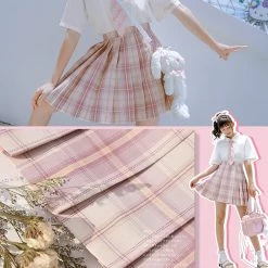 Juwas NEW ARRIVAL Kawaii School Uniform Pink Plaid Mini Skirt 12 Juwas NEW ARRIVAL Kawaii School Uniform Pink Plaid Mini Skirt