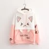 Juwas CLOTHING Kitty Claw Print Warm Hoodie With Pocket