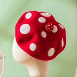Juwas Kawaii Mushroom Handmade Beret