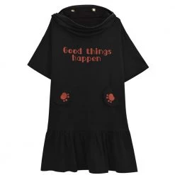 Juwas NEW ARRIVAL Cute “Good Things Happen” Hoodie Dress