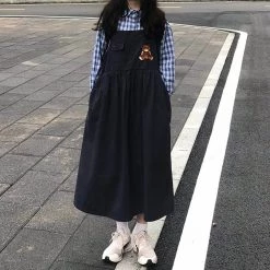 Juwas NEW ARRIVAL Kawaii Sleeveless Navy Bear Dress