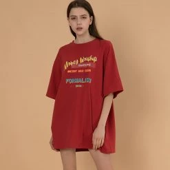 Juwas Letters Printed Round Collar Loose T-shirt NEW ARRIVAL