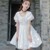 Juwas White Summer Puff Sleeve Doll Dress