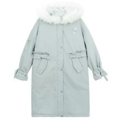 -Juwas NEW ARRIVAL Simple Fluffy Hood Winter Cotton Parka Coat 11 -Juwas NEW ARRIVAL Simple Fluffy Hood Winter Cotton Parka Coat
