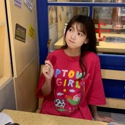 Juwas Cow Pasture Print Loose T-shirt