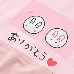Juwas Bunny Emoji Japanese Print Loose T-Shirt