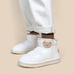Juwas NEW ARRIVAL Brown Bear White Ankle Snow Boots