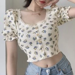 Juwas NEW ARRIVAL Vintage Floral Print Tops