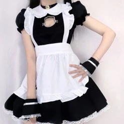 Juwas NEW ARRIVAL Chic Maid Cosplay Cat Paw Hollow Out Mini Dress