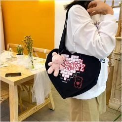 Juwas Love Heart Canvas Crossbody Bag