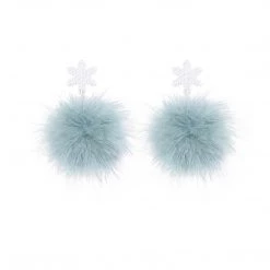 Juwas NEW ARRIVAL Cute Blue PomPom Dangle Earrings