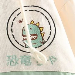 Juwas Japanese Cartoon Dinosaur Embroidery Coat CLOTHING