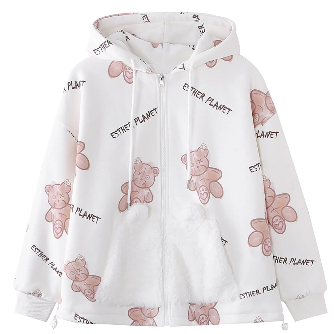 Juwas Cozy Teddy Bear Printed Loose Sweatshirt Coat NEW ARRIVAL 10 Juwas Cozy Teddy Bear Printed Loose Sweatshirt Coat NEW ARRIVAL