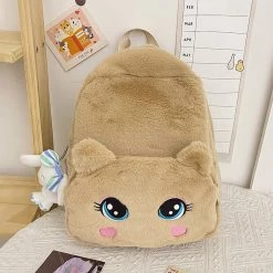 Juwas Cute Cat Eyes Furry Backpack