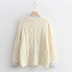 Juwas Korean Cream Knitted Cardigan Sweater CLOTHING