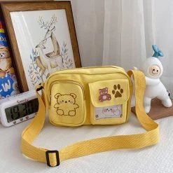Juwas HOME&LIFESTYLE Bear Print Canvas Crossbody Bag