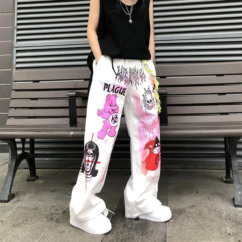 Juwas Street Style Spray Graffiti Loose Pants NEW ARRIVAL 4 Juwas Street Style Spray Graffiti Loose Pants NEW ARRIVAL