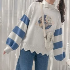 -Juwas Little Girl On The Moon Sleeves Sweater NEW ARRIVAL