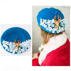 Juwas Flowers Deer Beret Hat