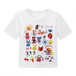 Juwas NEW ARRIVAL Life Is Beautiful Letter Cartoon Print Short T-shirt