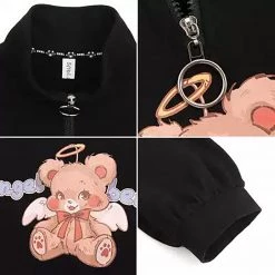 Juwas Angel Bear O-Ring Collared Long Sleeve Sweater CLOTHING