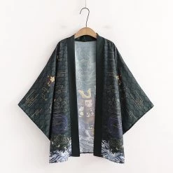 Juwas Japanese Vintage Style Kimono Outerwear Sun Protective