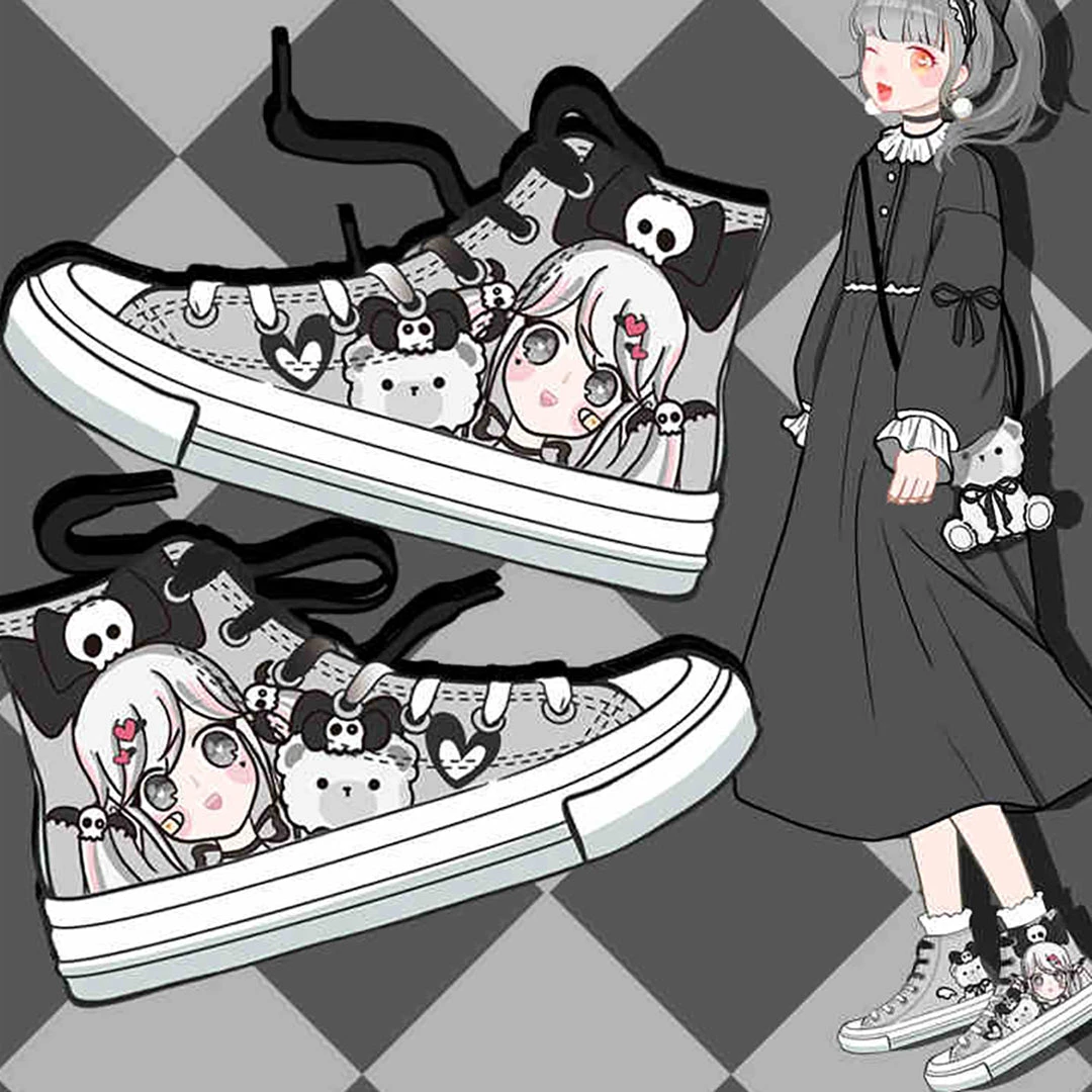 Juwas Shoes Dark Animal Girl High Top Canvas Sneaker 3 Juwas Shoes Dark Animal Girl High Top Canvas Sneaker