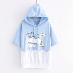 Juwas Lovely Bear Cloud Print T-shirt