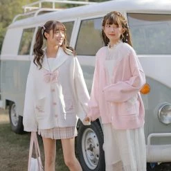 Juwas Sweet Pastel Embroidered Flower Cardigan NEW ARRIVAL