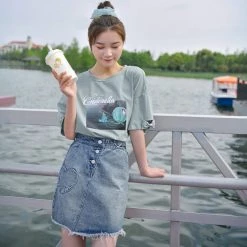 Juwas Heart Pocket Denim Skirt NEW ARRIVAL