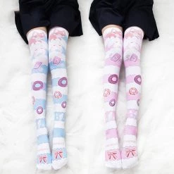 Juwas CLOTHING Kawaii Fox Lady Sweet Donut Knee Socks
