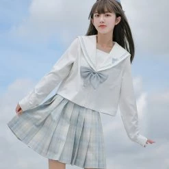 Juwas NEW ARRIVAL JK School Girl Navy Collar Top