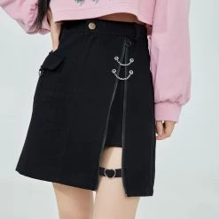 Juwas NEW ARRIVAL Harajuku Short Hoodie Zipper Skirt