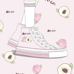 Juwas Japanese Harajuku Pink Peach High-Cut Sneakers