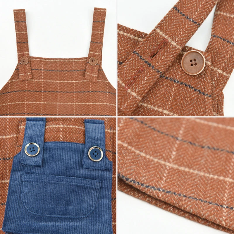 -Juwas NEW ARRIVAL Brown Plaid Jumper With Pocket 6 -Juwas NEW ARRIVAL Brown Plaid Jumper With Pocket