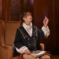 -Juwas NEW ARRIVAL Magical Star Girl Black Loose Coat