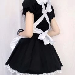 Juwas NEW ARRIVAL Chic Maid Cosplay Cat Paw Hollow Out Mini Dress