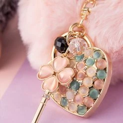 Juwas Chic Furry Heart Locket Keychain