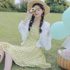 Juwas Kawaii Avocado Plaid Summer Dress NEW ARRIVAL 13 Juwas Kawaii Avocado Plaid Summer Dress NEW ARRIVAL