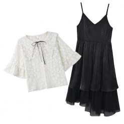 Juwas NEW ARRIVAL Kawaii Vintage Lace Shirt Under Dress