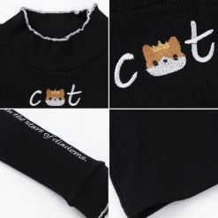 -Juwas NEW ARRIVAL Cat Embroidery Lattice Sweatshirt Top 12 -Juwas NEW ARRIVAL Cat Embroidery Lattice Sweatshirt Top