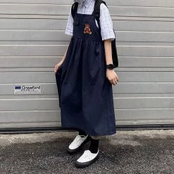 Juwas NEW ARRIVAL Kawaii Sleeveless Navy Bear Dress