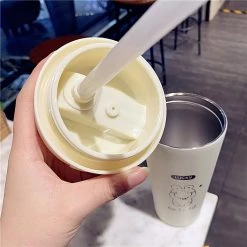 Juwas Cartoon Animal Print Water Tumbler