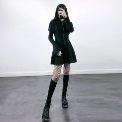 Juwas Sexy Daredevil Plain Black Long Hoodie